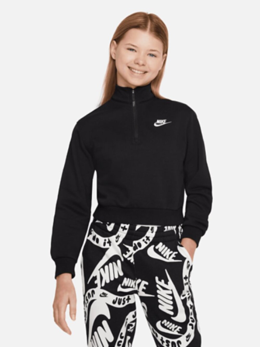 Nike Club Fleece Half-Zip Girls' Grade School FD2930-010 - Size Med